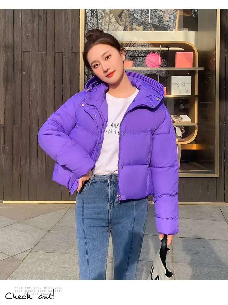 Women’s Simple Casual Hooded Short Down Jacket