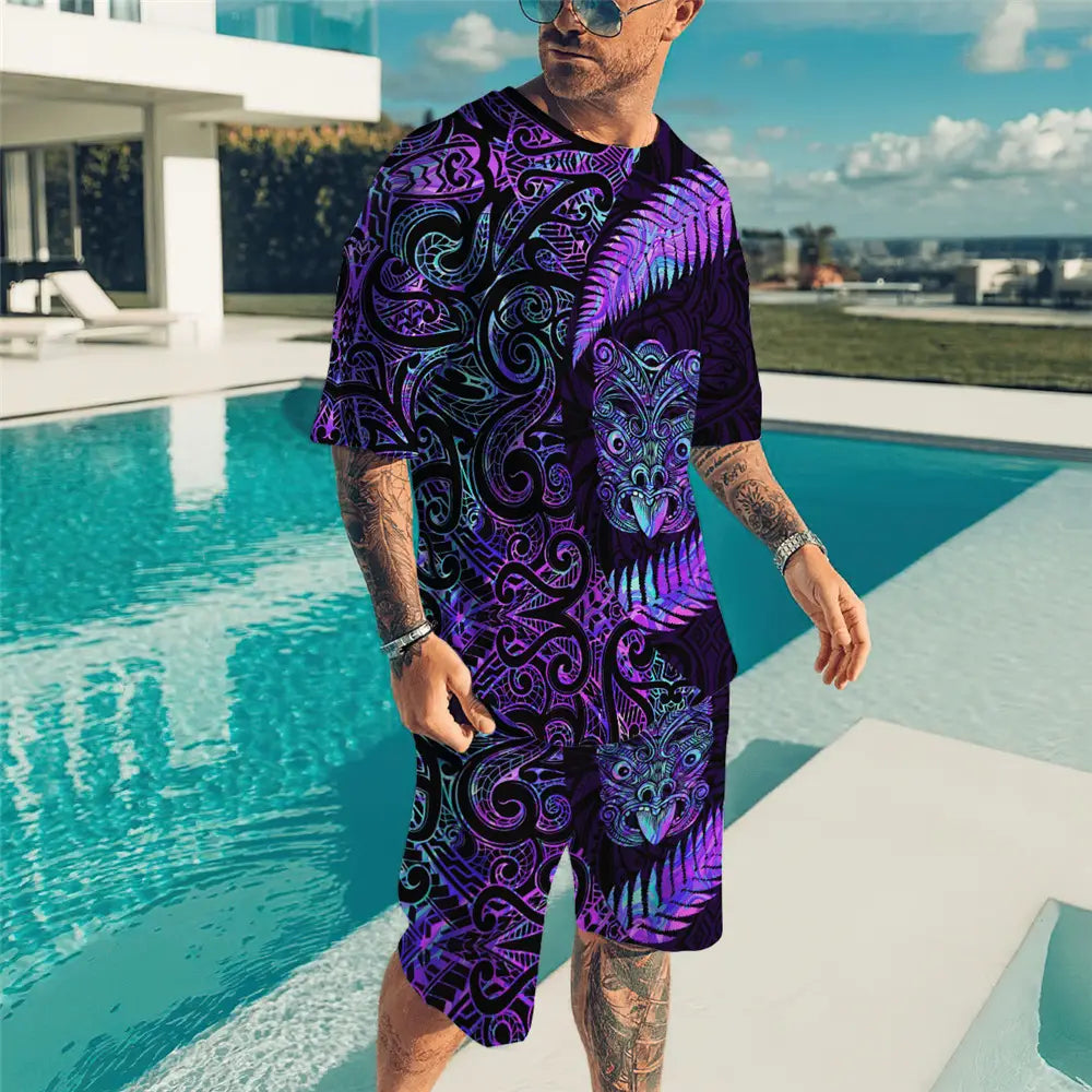 Hawaiian Vacation Men’s Ribbon Gradient Short Sleeve Suit