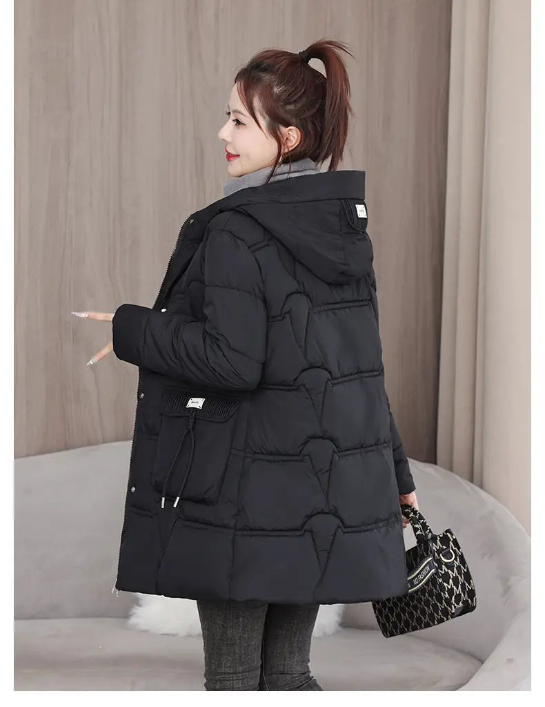 Hooded Down Coat Mid-length Thickened