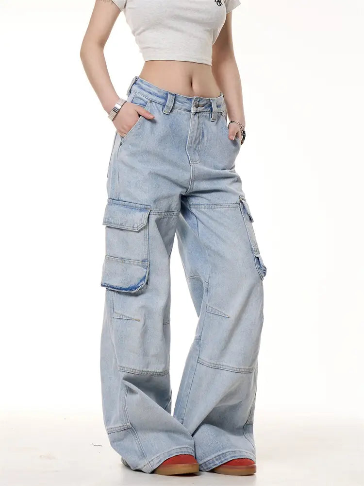 Retro Washed Pocket Straight Jeans