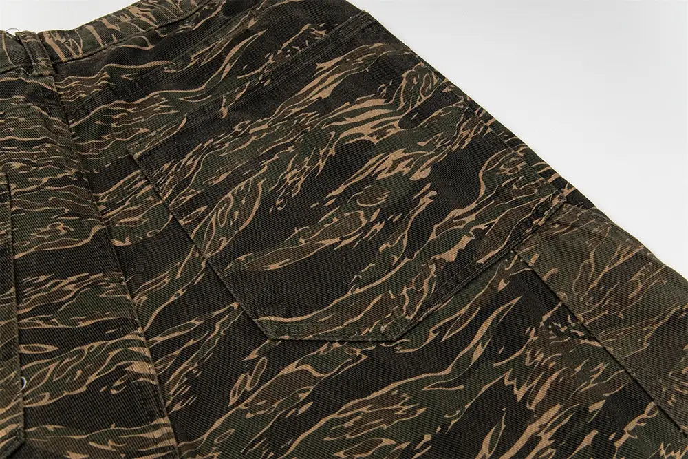 Casual All-match Camouflage Snake Year Limit Denim Paratrooper Pants