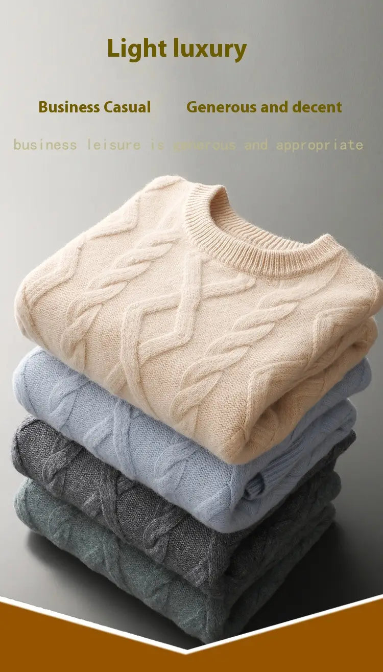 Men’s Thickened Round Neck Sweater Pullover Knitting Bottoming Shirt