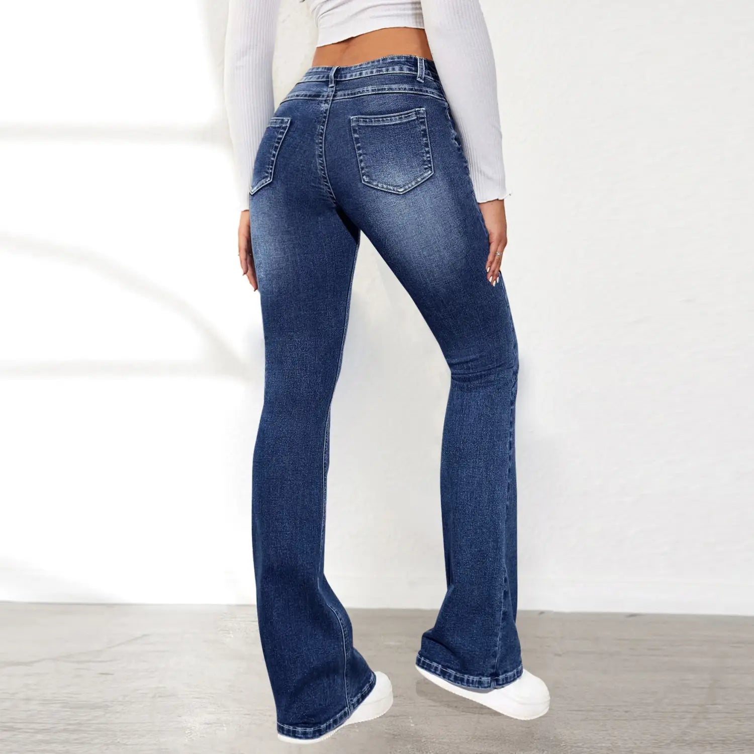 Women’s Stretch Pants Denim Retro Washed