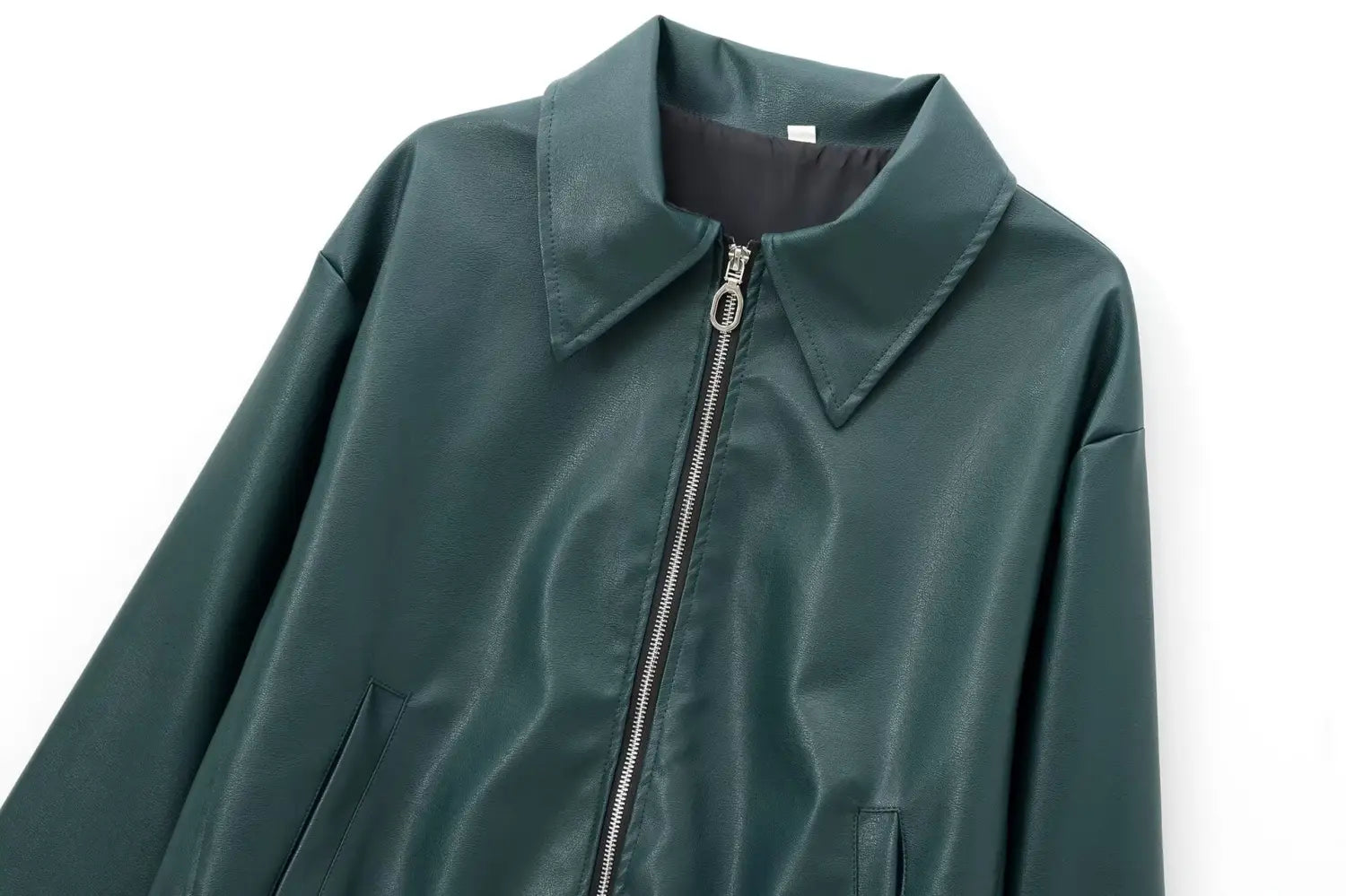 Women’s Lapel Long Sleeve Leather Coat