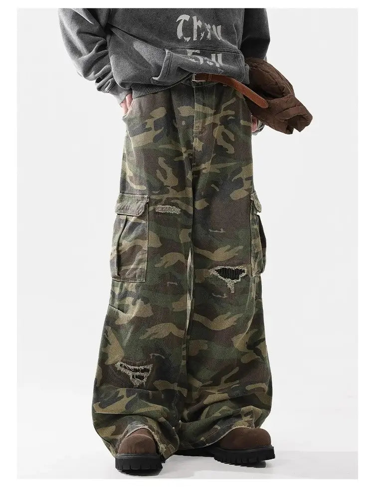 Men’s American Casual Loose Hole Camouflage Pants