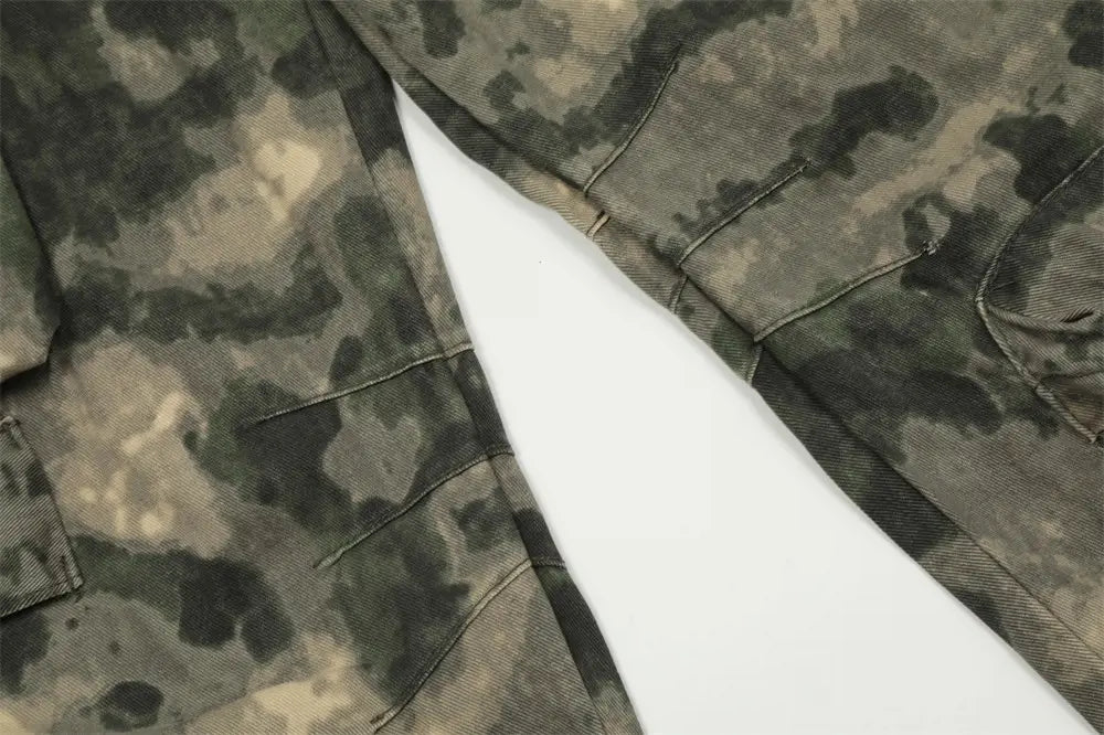 Mountain Outdoor Multi-pocket Workwear Tie-dye Camouflage Pants Men