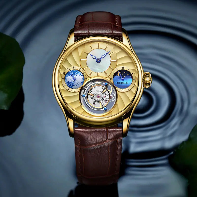 Platinum White Noodles Timepiece Sapphire Gold Blue Surface