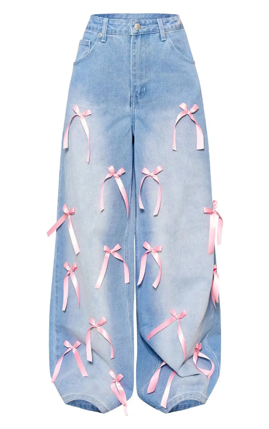 Bow High Waist Wide Leg Jeans