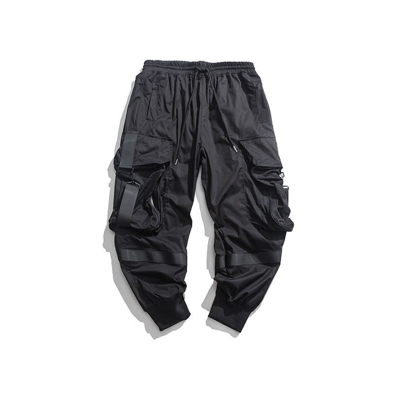 Summer thin functional wind pants men’s loose hip-hop big pocket overalls