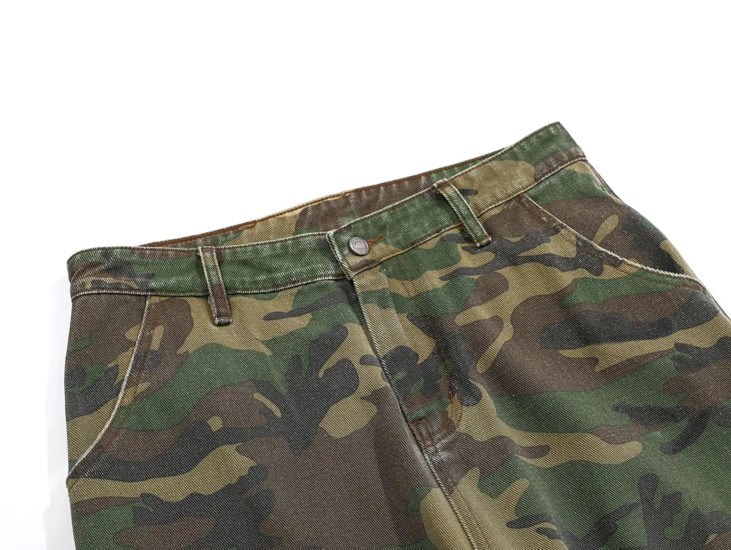 Retro Tattered Jeans Personalized Camouflage Workwear Casual Pants