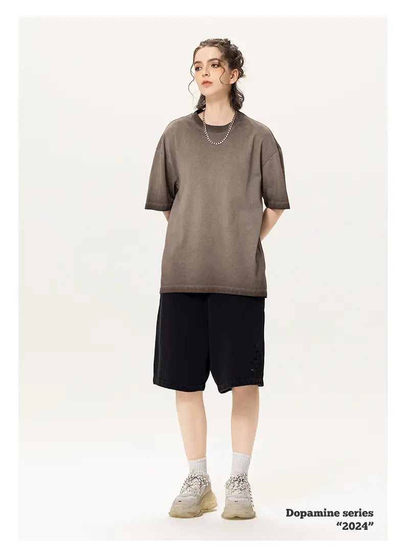 Street Dopamine Pure Cotton Washed Old Short Sleeve