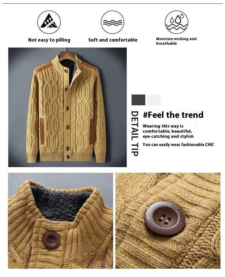 Men’s Fleece-lined Thickened Sweater Autumn And Winter