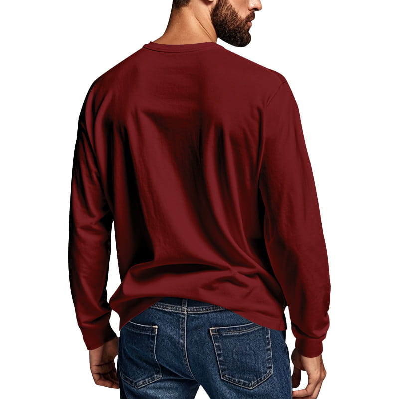 Men’s Spring And Autumn Henley Shirt Long Sleeve
