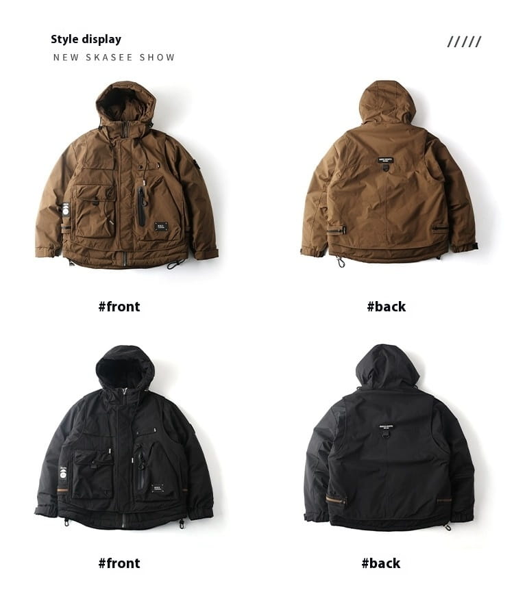 Loose Outdoor Multi-pocket Winter Workwear Hooded Down Jacket