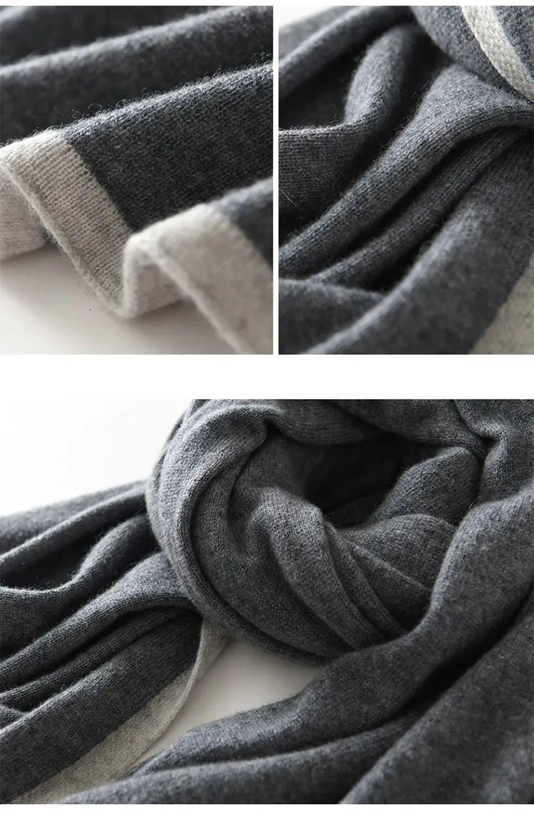 Universal Color Blocked Knitted Jacquard Western-style Cashmere Scarf