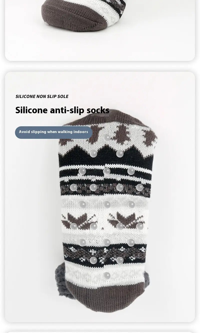 Ethnic Style Men’s Thickened Warm Non-slip Room Socks