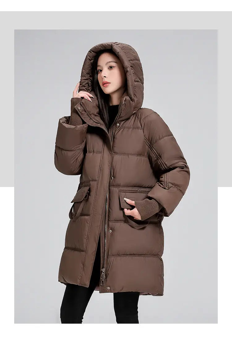 Mid-length Cotton Clothing Slimming Thickened Windproof And Warm