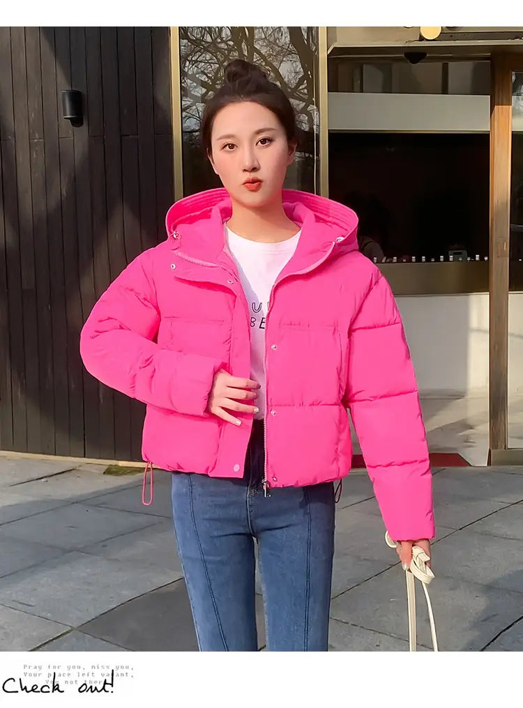 Women’s Simple Casual Hooded Short Down Jacket