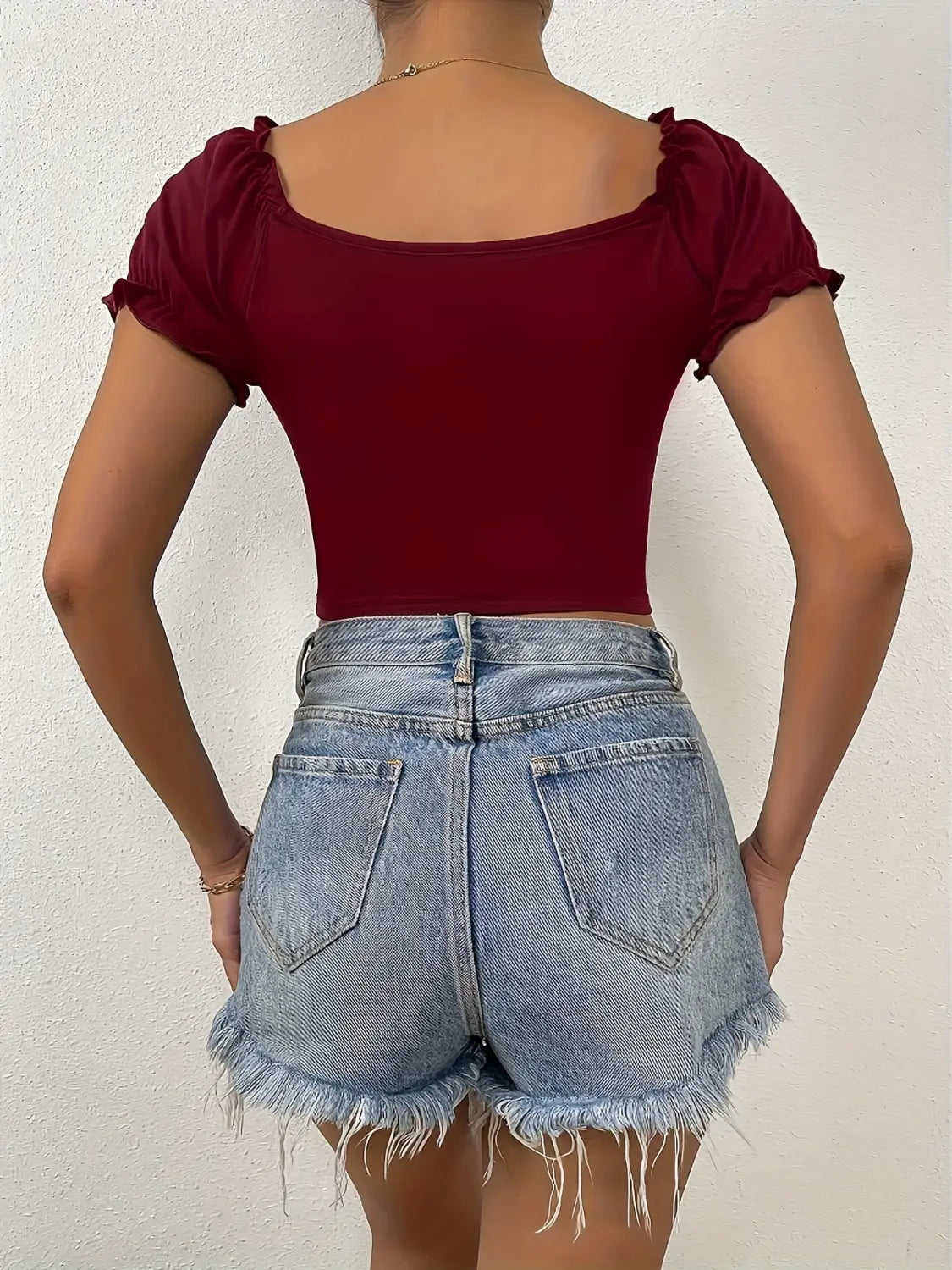 European And American Women’s SpringSummer New V-neck Short Sleeve Loose Top