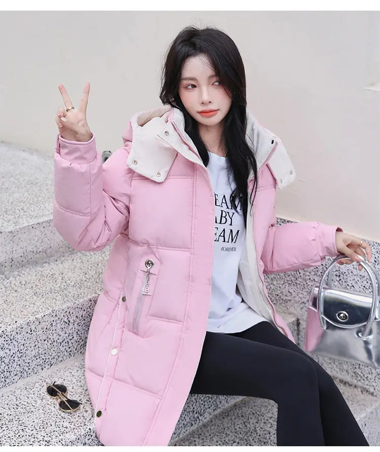 Winter Loose Down Cotton-padded Coat Women’s Coat Mid-length Thickened