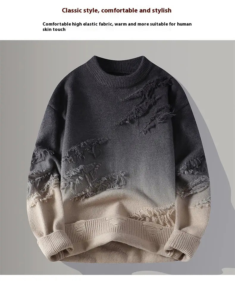 Round Neck Pullover Personalized Gradient Sweater