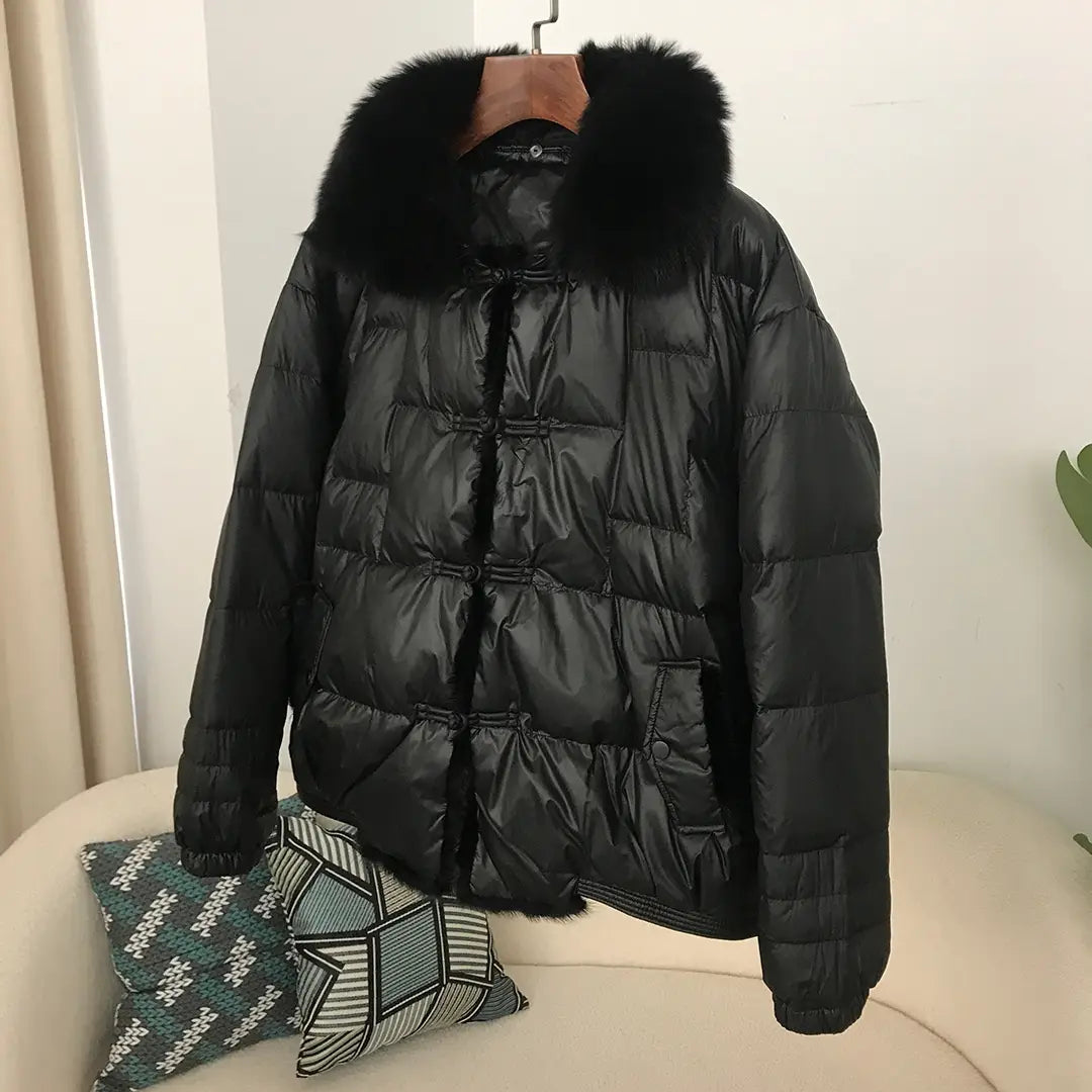 Down Jacket Short Loose Fashion Retro Patchwork Coat