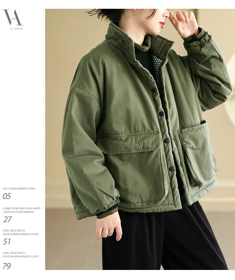Women’s Thickening Plus Size-pocket Loose And Warm Cotton-padded Jacket