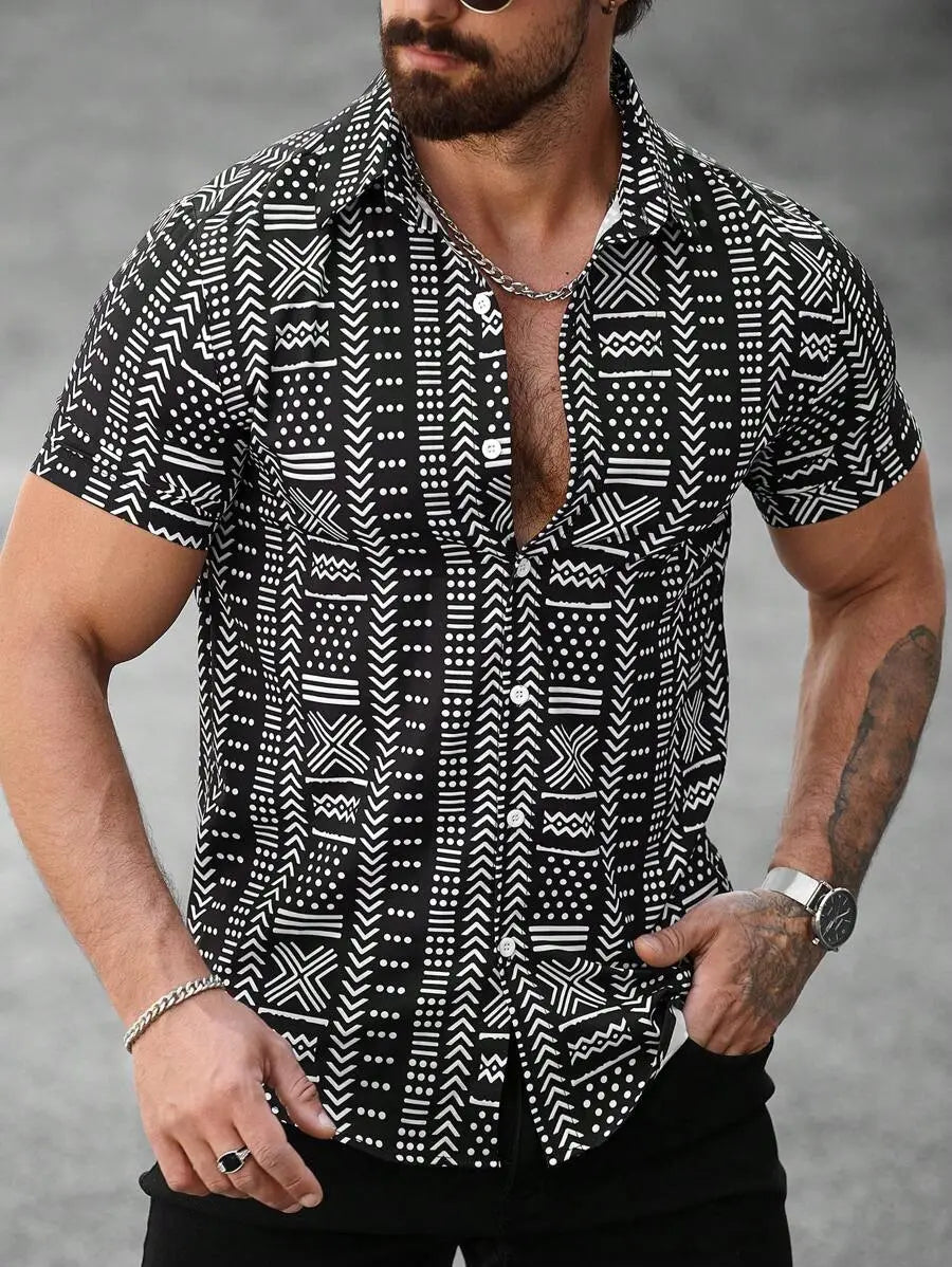 Men’s Shirt 3D Printing Stitching Cartoon
