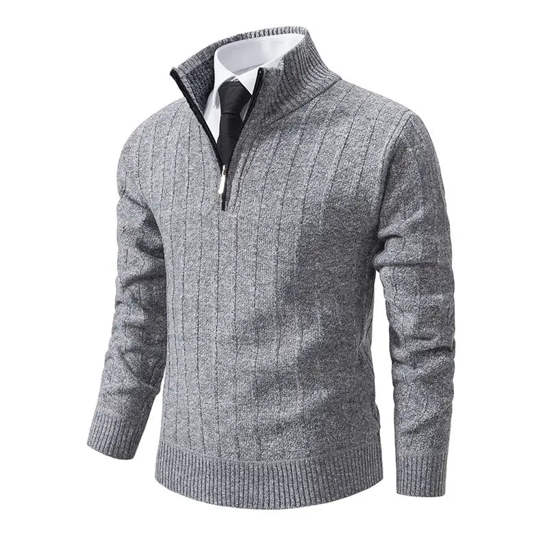 Men’s Half Zipped Stand Collar Pullover Fleece Sweater