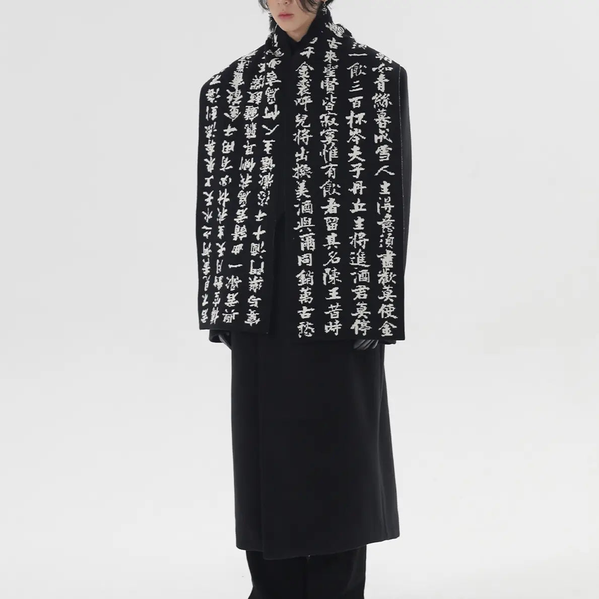 Original Chinese Style Imitation Dehaired Angora Winter Warm Black And White Lovers Scarf