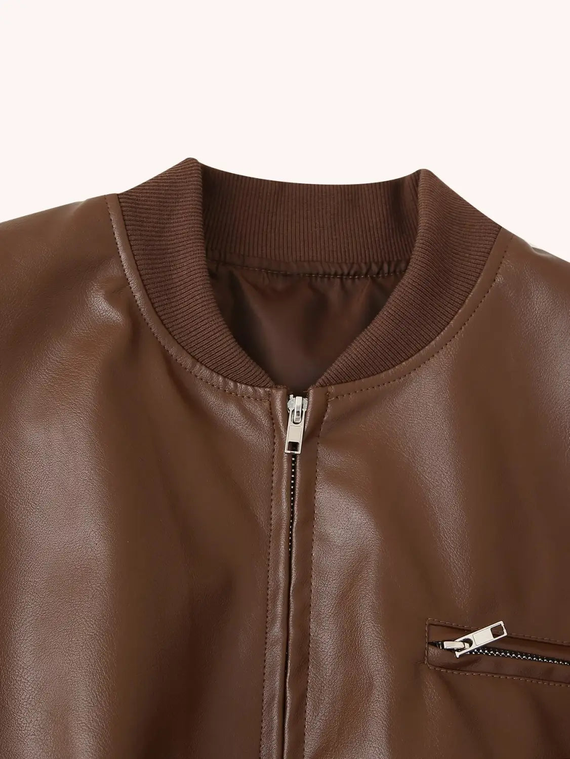 Short Jacket Fried Street Leather Clothing With Stand Collar Coat