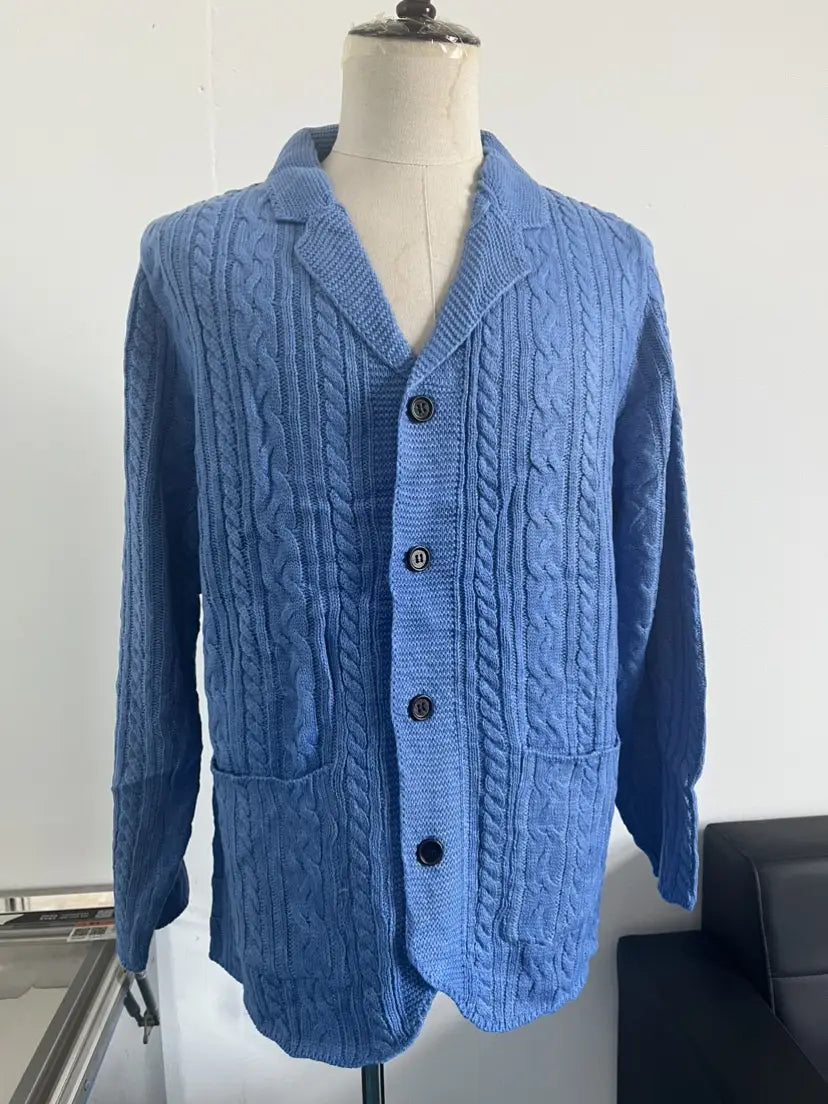 Men’s Casual Long Sleeve Lapel Pocket Sweater