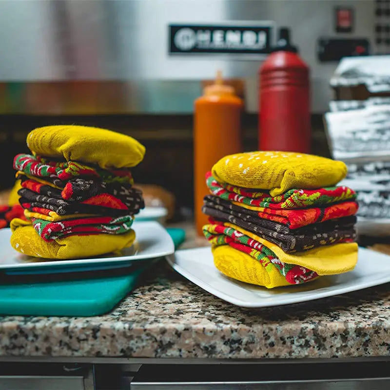 Women’s Cotton Burger Shape Christmas Socks
