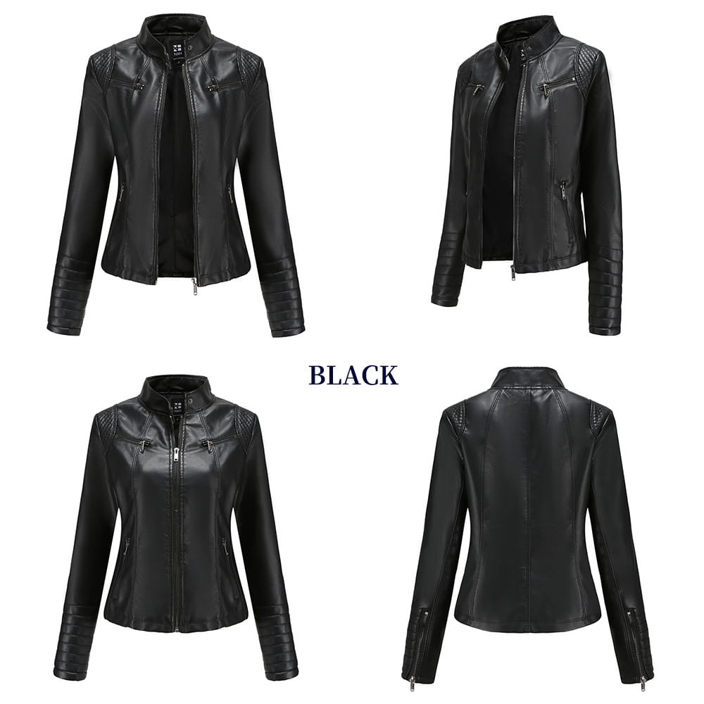 Women’s Leather Thin Motorcycle Clothing Short Chic Women’s Jacket