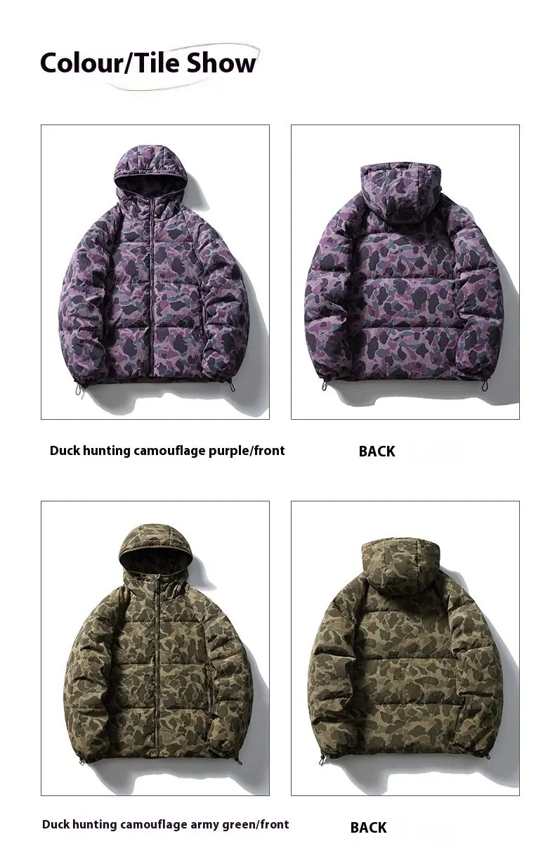 Winter Camouflage White Duck Down Three-proof Warm Coat For Women