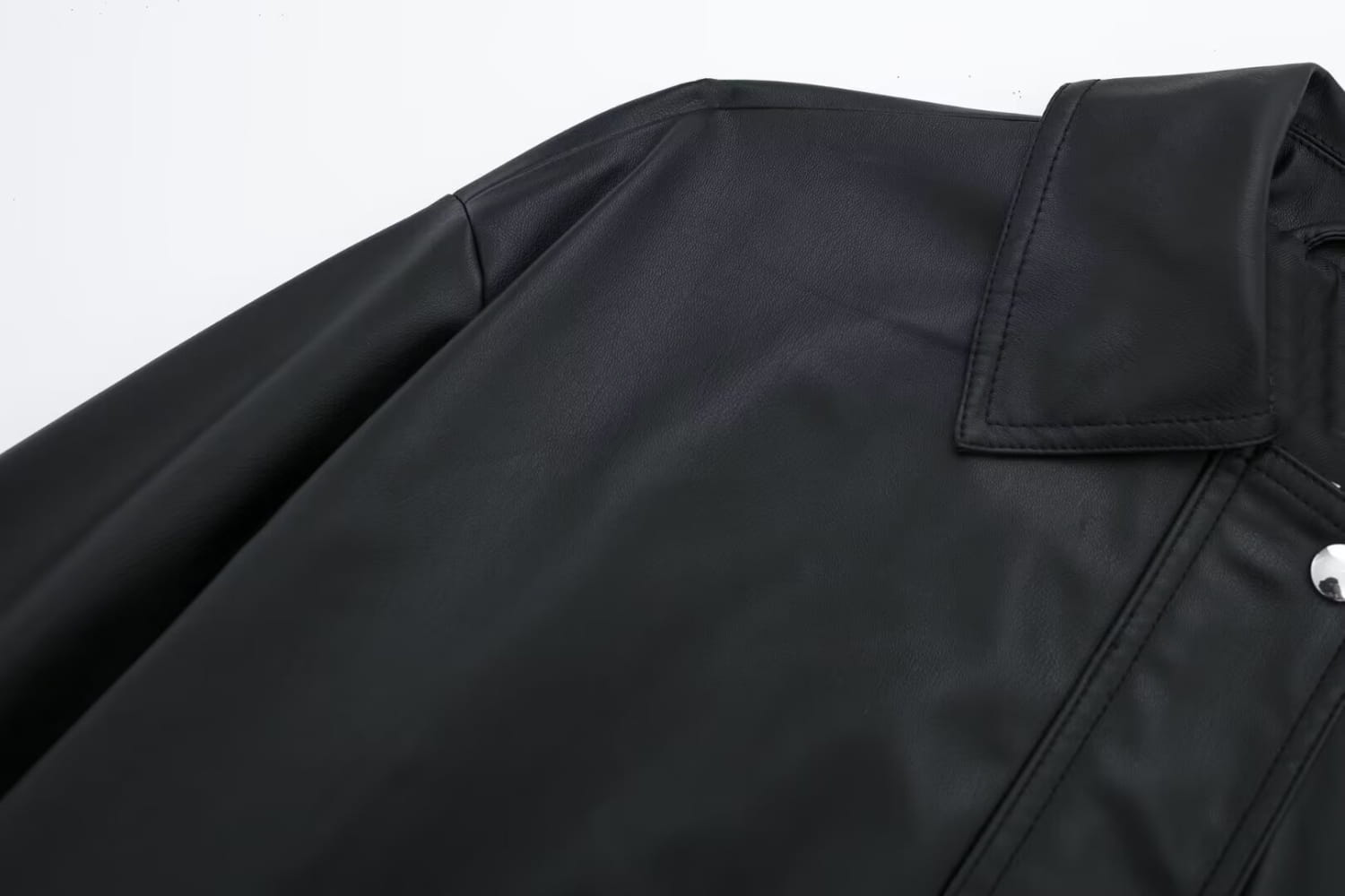 Women’s Lapel Loose Faux Leather Bomber Jacket Coat