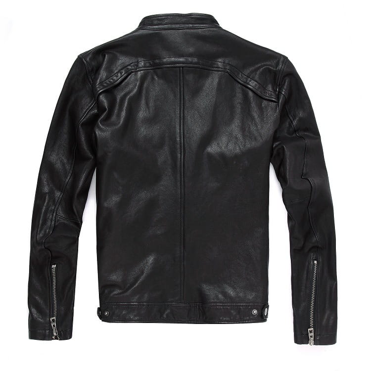 Men’s Leather Leather Slim-fit Motorcycle Goatskin Leather Jacket Cowhide