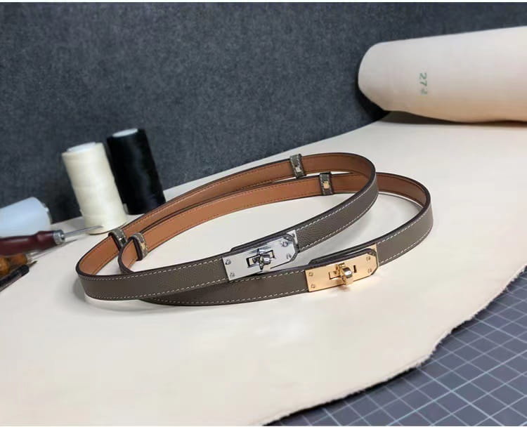 Rotating Buckle Leather Thin Belt All-match Women’s Belt