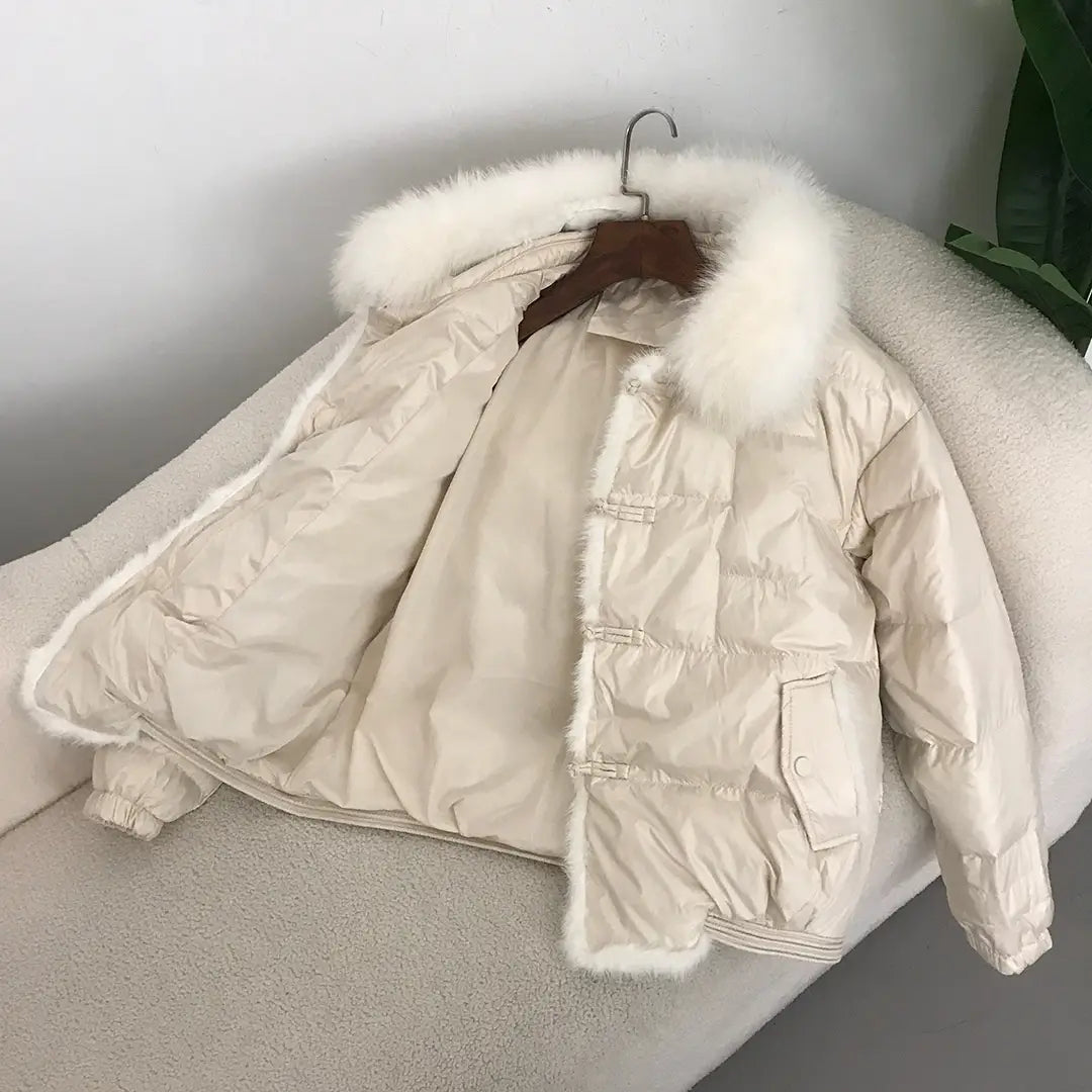 Down Jacket Short Loose Fashion Retro Patchwork Coat