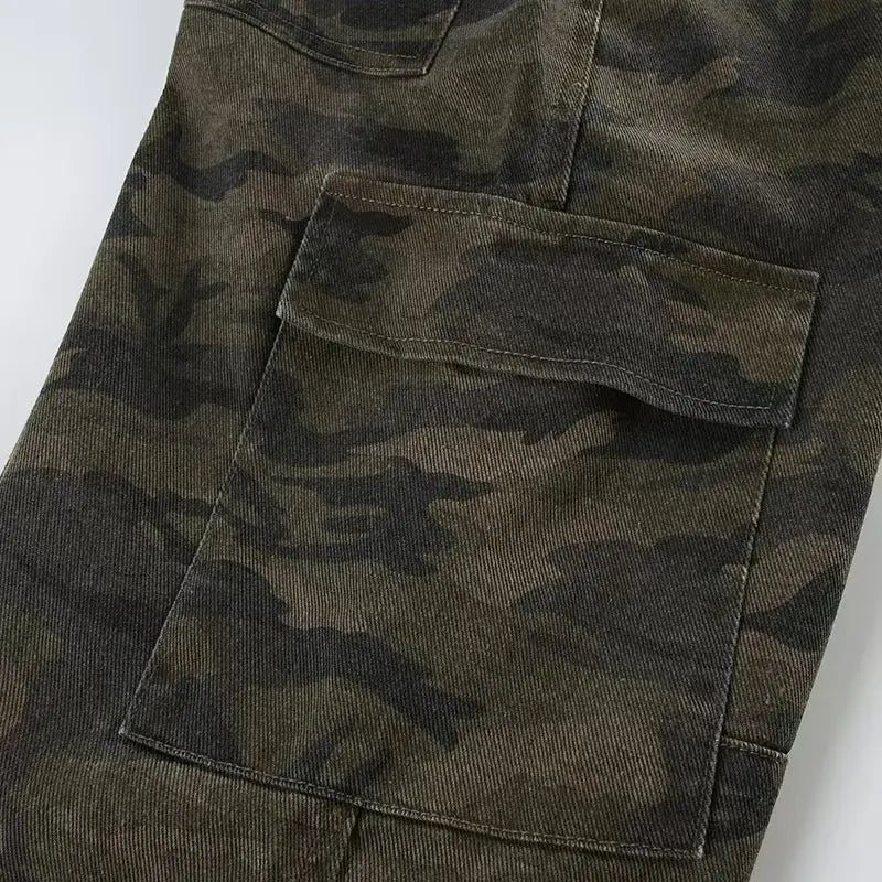 Loose Camouflage Workwear With Pocket Jeans