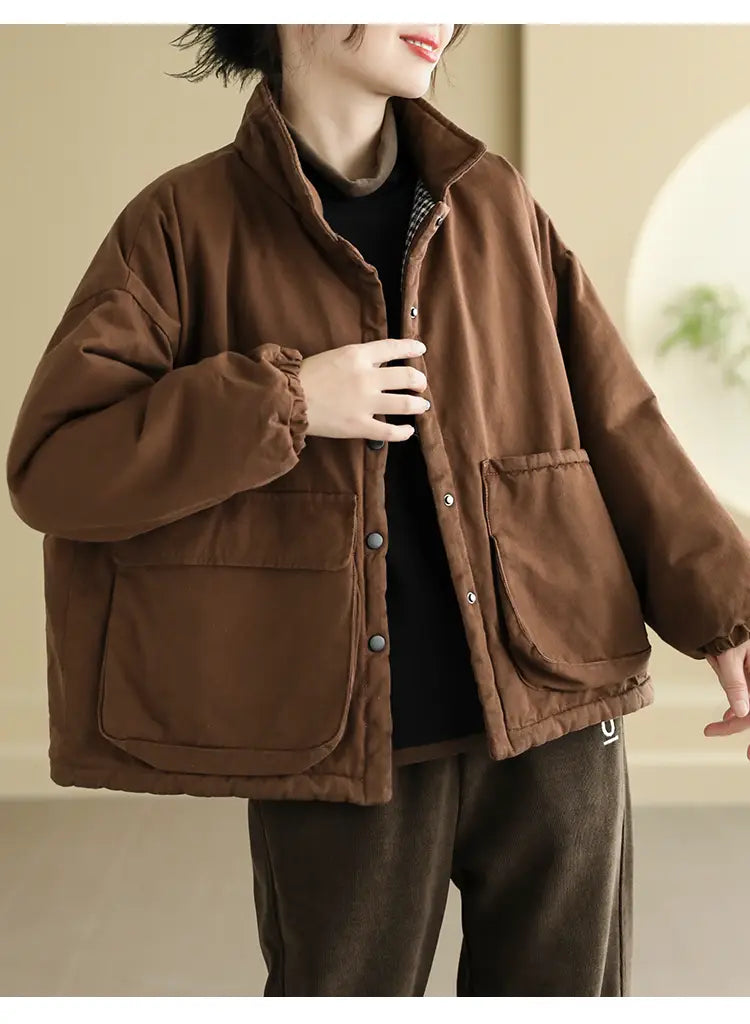 Women’s Thickening Plus Size-pocket Loose And Warm Cotton-padded Jacket