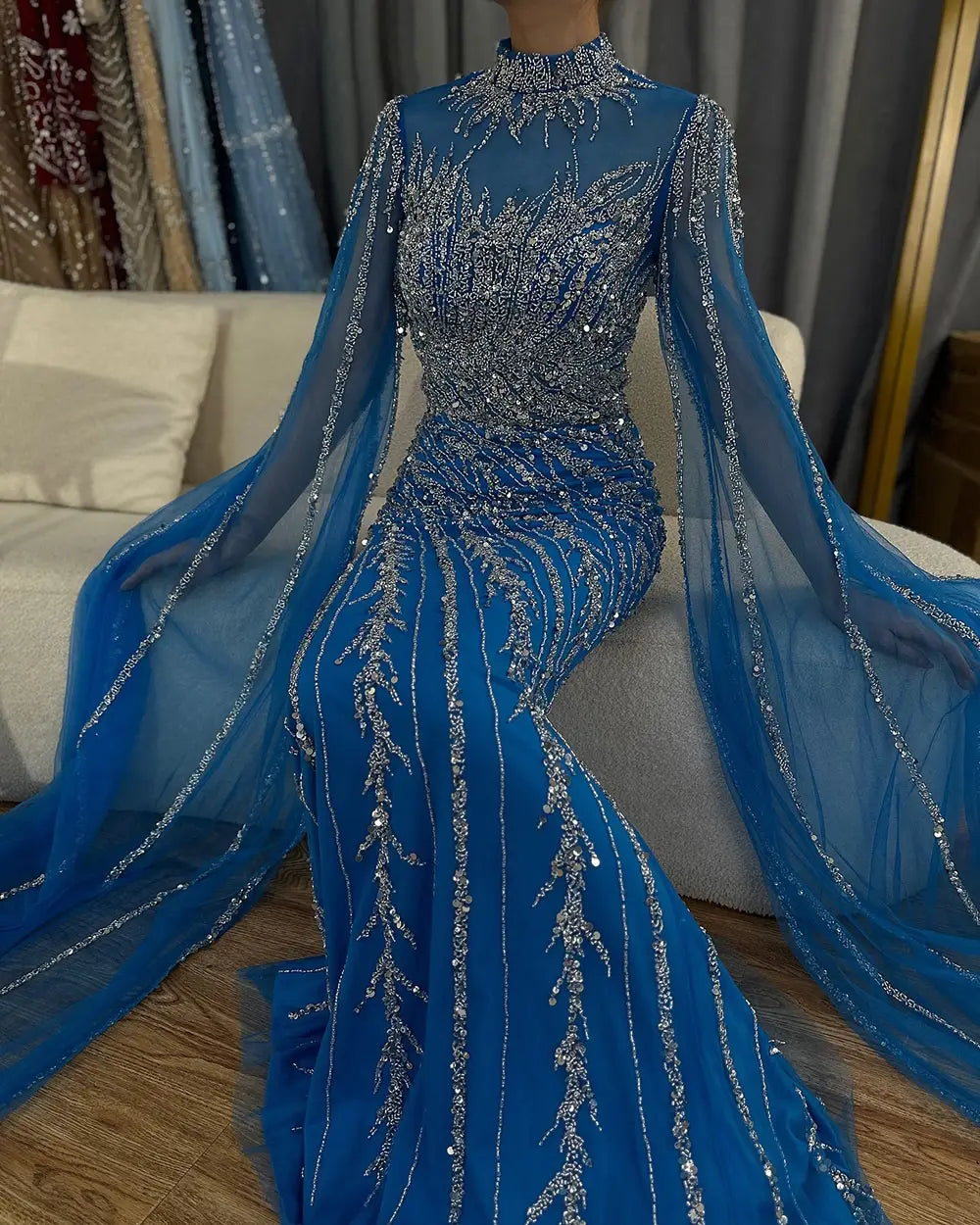 Elegant Flying Sleeves High-end Elegant Fishtail Banquet Host Dress