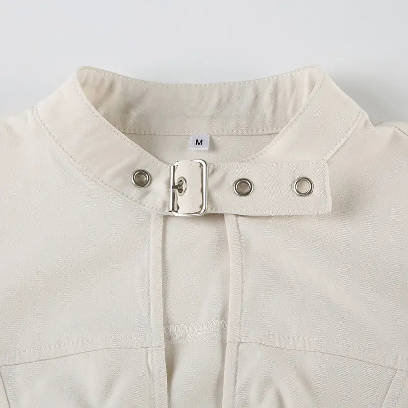 European And American Hot Girl Fan Solid Color Jacket Small Stand Collar
