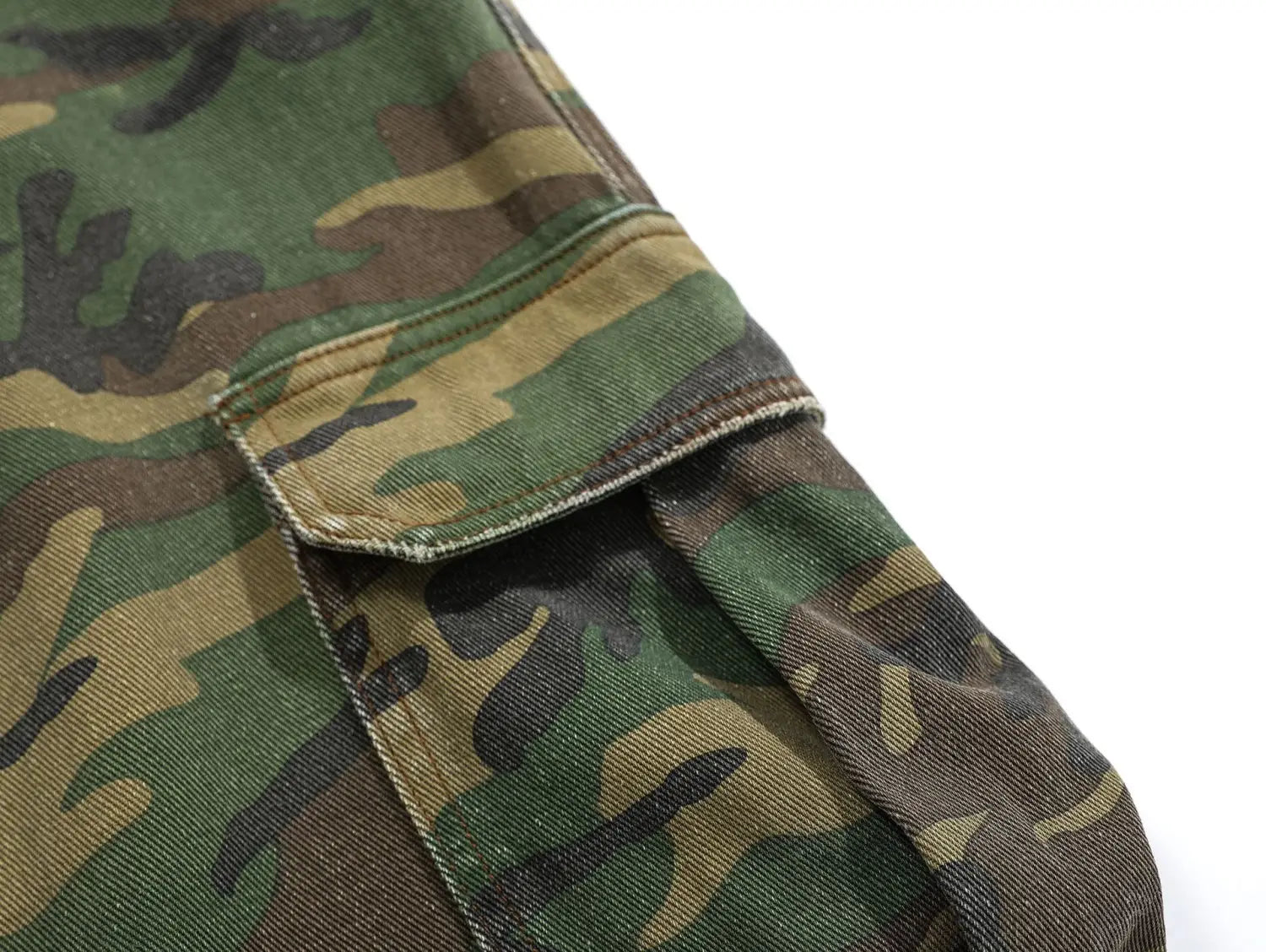 Retro Tattered Jeans Personalized Camouflage Workwear Casual Pants