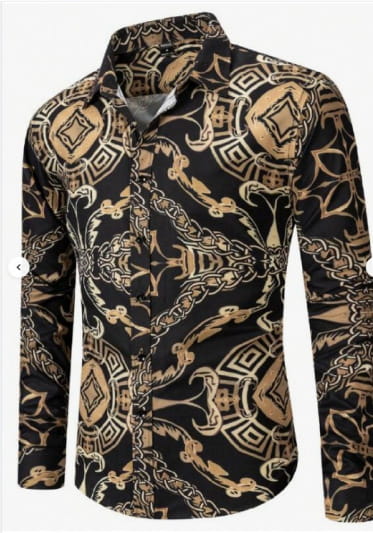 European And American Men’s Long-sleeved Shirt Casual Printing