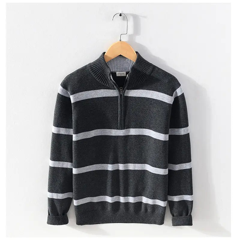 Turtleneck Men’s Cotton Wool Casual Half Zipper Sweater