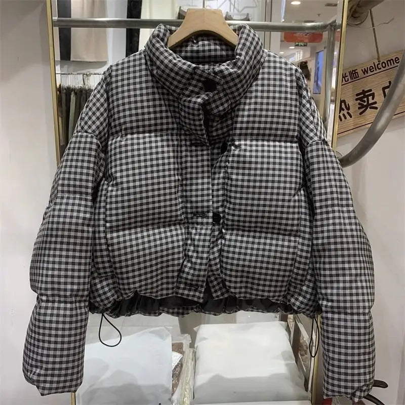 Thickened Puffer Jacket High Waist Cropped Cotton Jacket