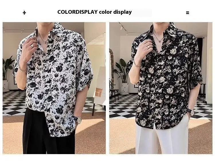 New Shirt Loose Outer Wear Heather Top Versatile Casual Men’s Short Sleeve