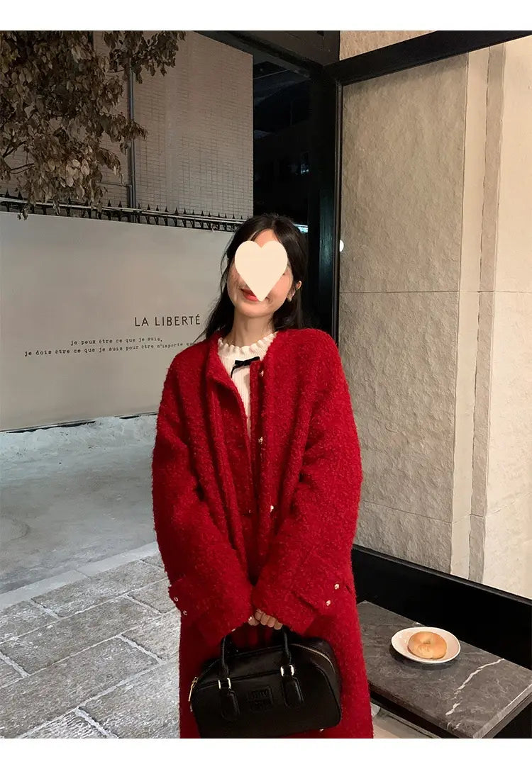 Korean Style Woolen Overknee Long Coat