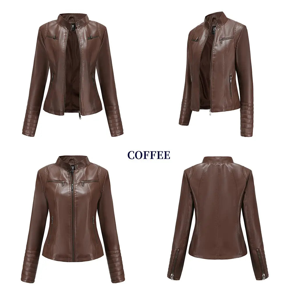 Women’s Leather Thin Motorcycle Clothing Short Chic Women’s Jacket